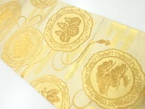 アンティーク　鏡裏に桐・蝶模様織出し袋帯（材料）